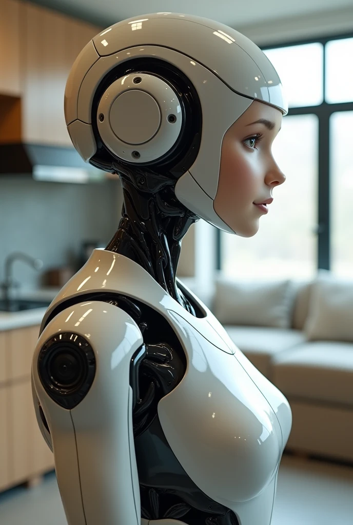 A human robot that can do household chores and also can fly and do some task you want to say to him and also have a wifi internet, like a human he knows what you feel and can buy foods, order for you and anything