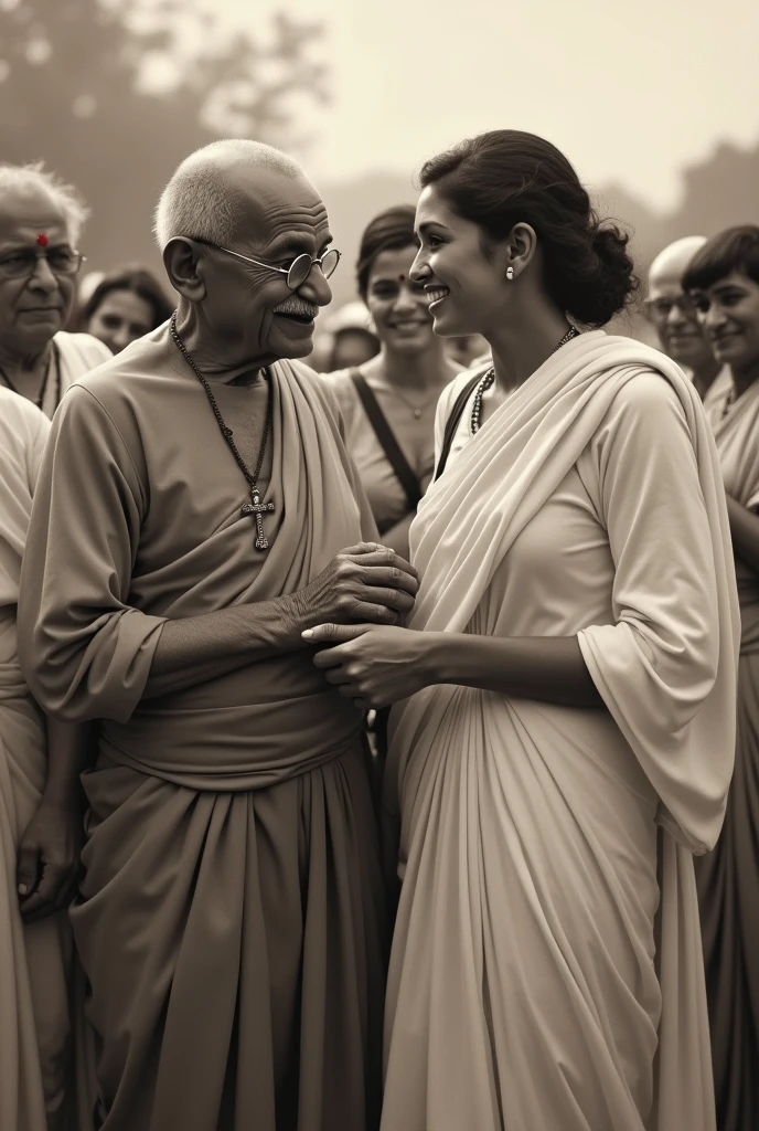 Mahatma Gandhi having fun with fair women