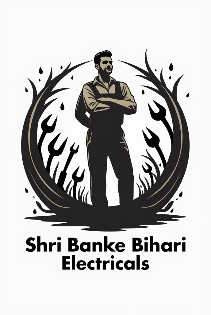 create a professional logo named " Shri Banke Bihari Electricals" a is a handware shop in which there is a human being in India