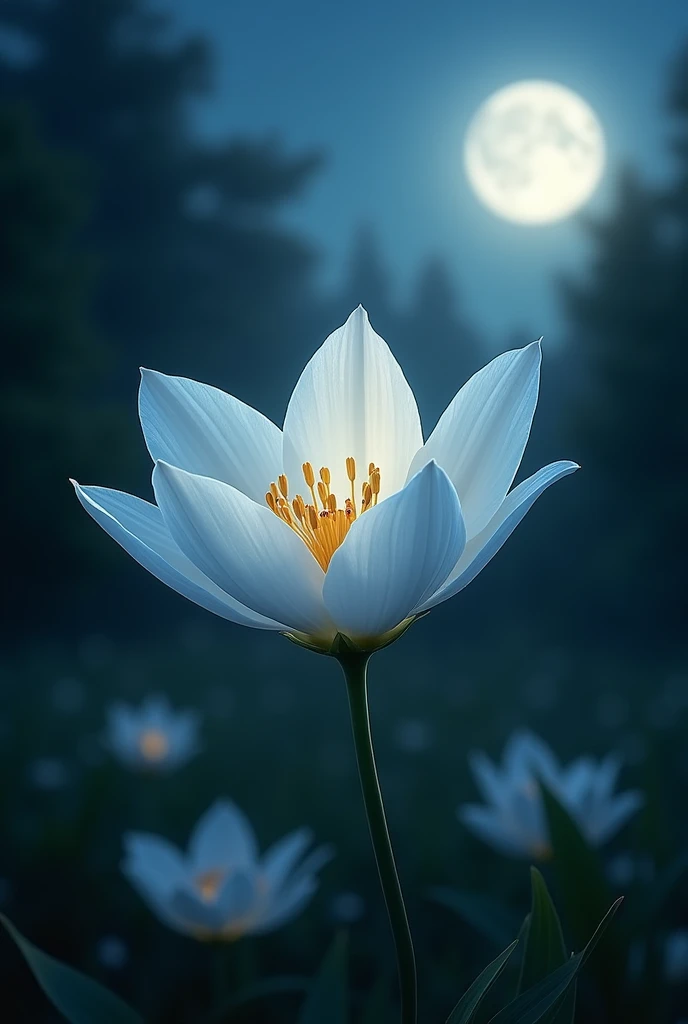 a delicate, white flower that only blooms under the light of a full moon