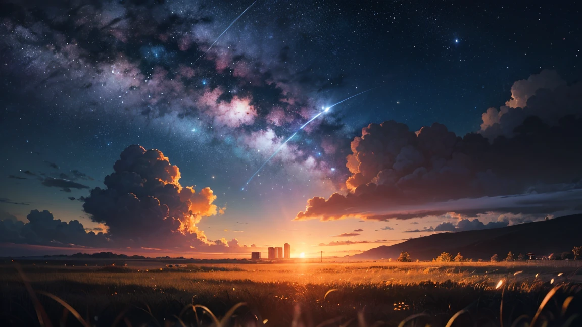 sky landscape,night sky,stele,cloudy sky,grass field,beautifully lit sky,serene night,Sky full of stars,fluffy clouds,Grama Dewy,quiet night scene,lush vegetation,tranquil ambience,sparkling stele,serene landscape of starlight,calm surrounded by nature,ethereal atmosphere,dark sky with twinkling stele,soft grass,luminous night sky,astral beauty,calming environment,vividly painted stele,dreamy clouds,chirping of crickets,nocturnal wonders,serene meadow,majestic celestial display,whispering breeze,enchanted view,celestial canopy,Shimmering constellations,serenity under the night sky,night tranquility,hidden mysteries of the cosmos,fickle clouds,Moonlit sky,meal,Starry skies,dreamlike images,cloudy night sky,illuminated grasses