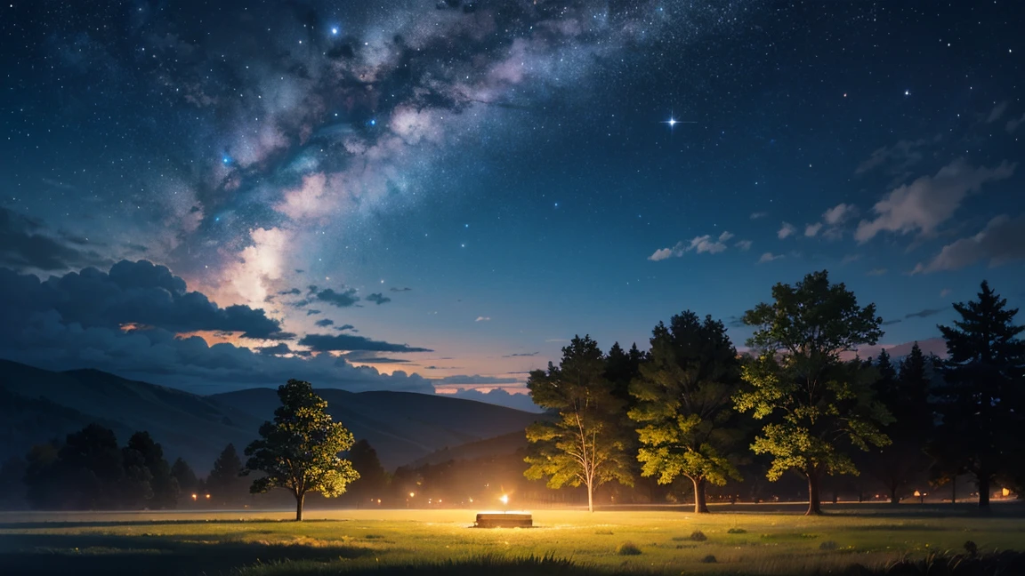 sky landscape,night sky,stele,cloudy sky,grass field,beautifully lit sky,serene night,Sky full of stars,fluffy clouds,Grama Dewy,quiet night scene,lush vegetation,tranquil ambience,sparkling stele,serene landscape of starlight,calm surrounded by nature,ethereal atmosphere,dark sky with twinkling stele,soft grass,luminous night sky,astral beauty,calming environment,vividly painted stele,dreamy clouds,chirping of crickets,nocturnal wonders,serene meadow,majestic celestial display,whispering breeze,enchanted view,celestial canopy,Shimmering constellations,serenity under the night sky,night tranquility,hidden mysteries of the cosmos,fickle clouds,Moonlit sky,meal,Starry skies,dreamlike images,cloudy night sky,illuminated grasses