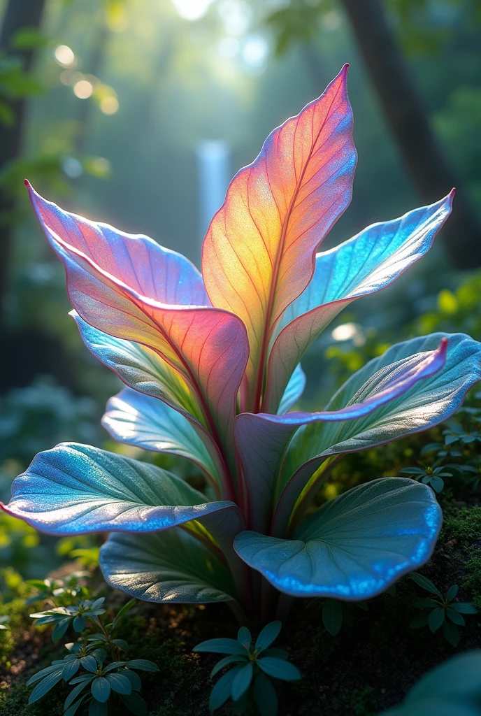 a beautiful, iridescent plant with leaves that change color depending on the light
