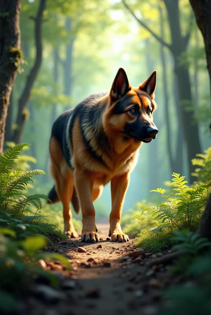 A dog xxx in a forest