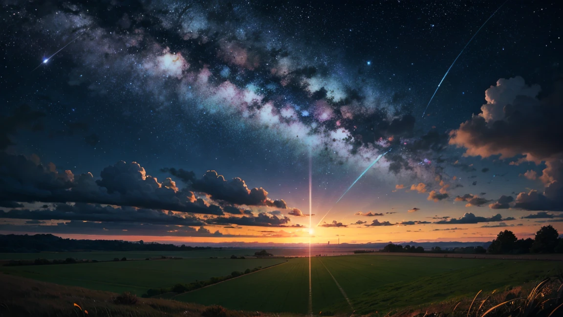 sky landscape,night sky,stele,cloudy sky,grass field,beautifully lit sky,serene night,Sky full of stars,fluffy clouds,Grama Dewy,quiet night scene,lush vegetation,tranquil ambience,sparkling stele,serene landscape of starlight,calm surrounded by nature,ethereal atmosphere,dark sky with twinkling stele,soft grass,luminous night sky,astral beauty,calming environment,vividly painted stele,dreamy clouds,chirping of crickets,nocturnal wonders,serene meadow,majestic celestial display,whispering breeze,enchanted view,celestial canopy,Shimmering constellations,serenity under the night sky,night tranquility,hidden mysteries of the cosmos,fickle clouds,Moonlit sky,meal,Starry skies,dreamlike images,cloudy night sky,illuminated grasses