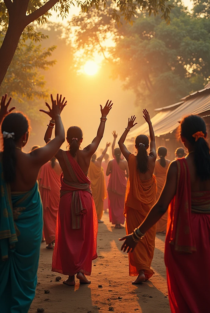 Indian people in the village celebrating Nagpanchami 