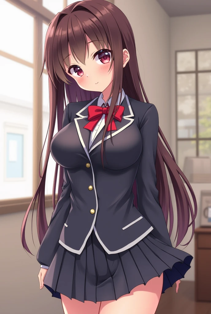 An anime girl in a sexy school uniform