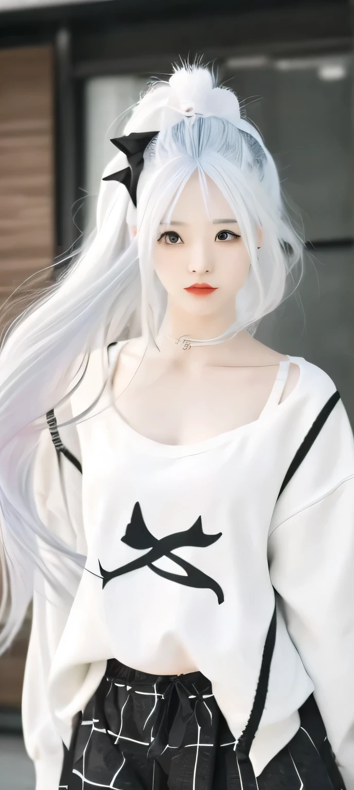 A cartoon closeup of a woman in underwear, Edge anime style, (SFW) Work, Edge style, Edge, , OPPEIN, Attractive anime girl, Fleet Collection Style, White hair, White hair, perfect White hair girl, Aheiyan, Meow, Venison flavor