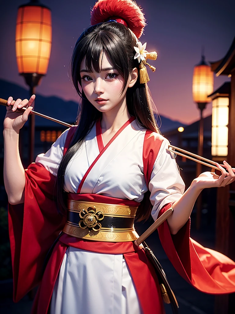 Japanese Instrument Band, violin, Shamisen, Shakuhachi, Big taiko drum, Japanese drum, Sho, men and women６people, Demon Mask, Tengu Face, Noh mask, Demon Cosplay, Karasutengu, asianbeauty, 8k, 4K, real, Realism, reality, Ultra HD, Asian, beautiful girl, High Quality, Highvision, Hyperdetail, Tattoos on the face, Japanese Tattoo, Japanesetattoo, the highest, image quality, the high-definition, beautiful face, beautiful eyes, impressionism, 8k, 4K, High Quality, Highvision, Hyperdetail, Shrine grounds, Moonlit Night, cool images