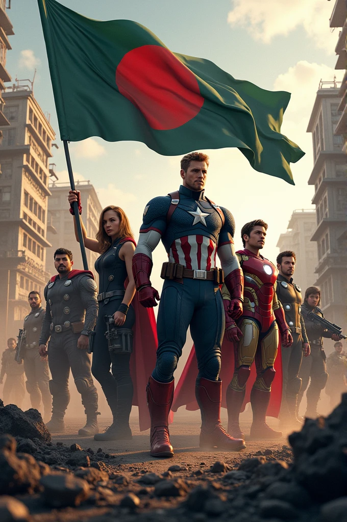 Avengers Heros in Freedom Fighter for Bangladesh with Bangladeshi flag and win