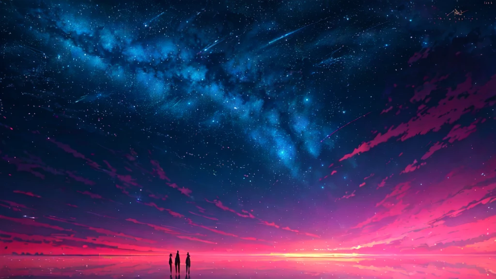 anime - style scene of a beautiful sky with a star and a planet, cosmic skies. by makoto shinkai, anime art wallpaper 4k, anime art wallpaper 4 k, anime art wallpaper 8 k, anime wallpaper 4k, anime wallpaper 4 k, 4k anime wallpaper, anime sky, amazing wallpaper, anime background, heaven planet in background, anime background art
