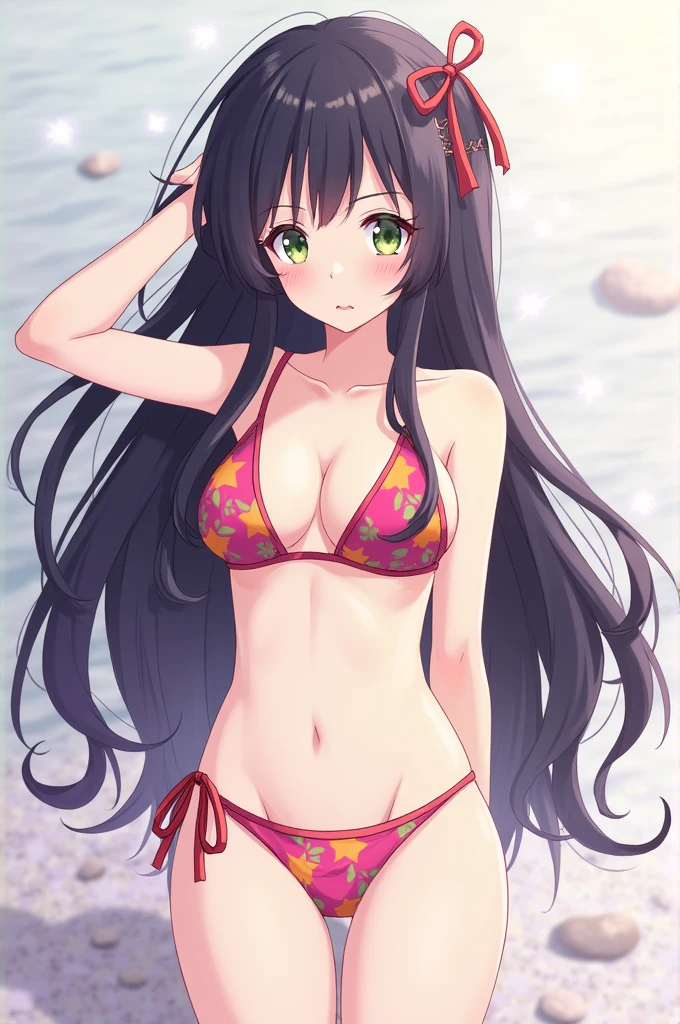 Nezuko from demon slayer, in a bikini long hair