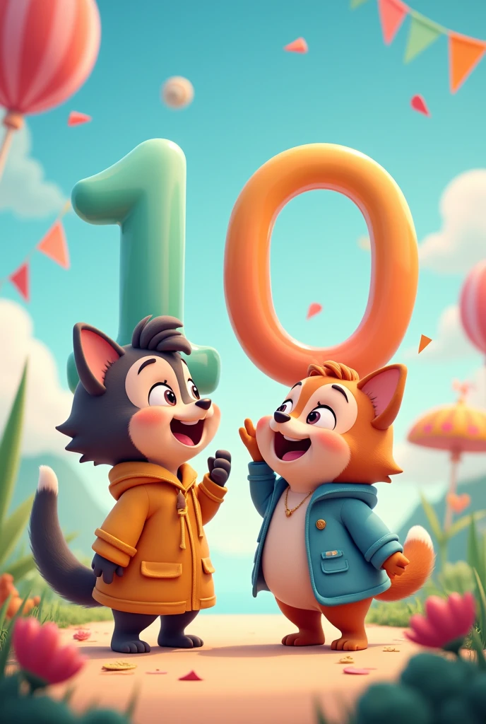 Animated image of friendship, where the number 10 stands out, since it is the important date