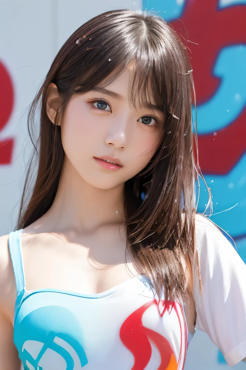 (Highest quality:1.4), (Very detailed), (Very detailed美しい顔), (dance:1.8), (Beautiful face and eyes:1.5), , Evenly balanced eyes, (Hip Hop Dance Practice:1.3), Beautiful face and eyes, iris, The Beauty of Japan, (Skinny body type:1.3), (Flat Chest:1.3), T-shirts, Smooth, Very detailed CG synthesis 8k wallpaper, High-resolution RAW color photos, Professional photography, Light, BackLight, dream-like, impressive, Written boundary depth, (Spray graffiti on the wall:1.4), (Face close-up:1.3), (Shooting from below:1.3)