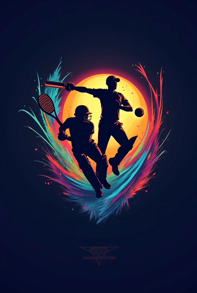 Design a sport logo for tennis, cricket and football combine. Tag line is 'JADUGAR PREDICTION '
