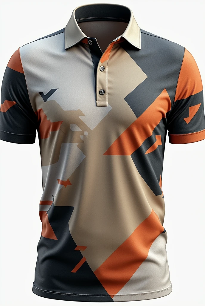 Design a simple but cool style men&#39;s polo shirt with a pattern. Design all sides of the shirt.