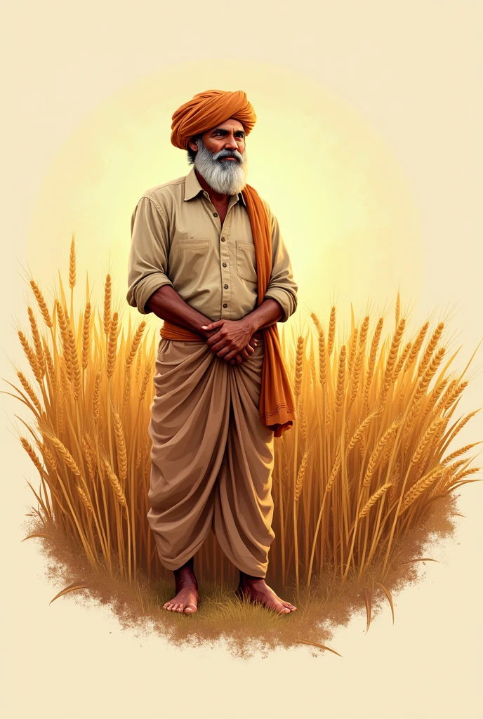 create a professional logo named " Yadav Krishi form" A farmer human being is a wheat field khada in agriculture in India