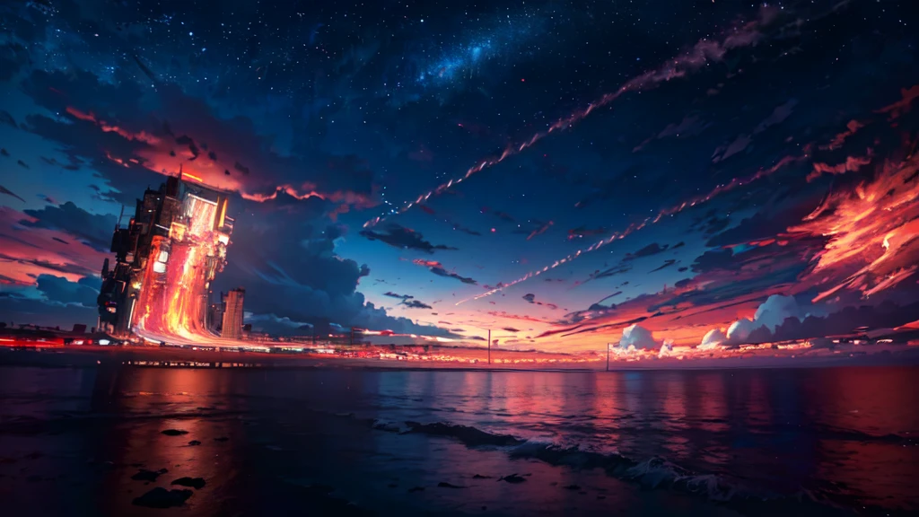 high quality, night sky, overcast, (clouds), dark, scenery, glitch effect, (8K, RAW photos, best quality, masterpiece: 1.4)
