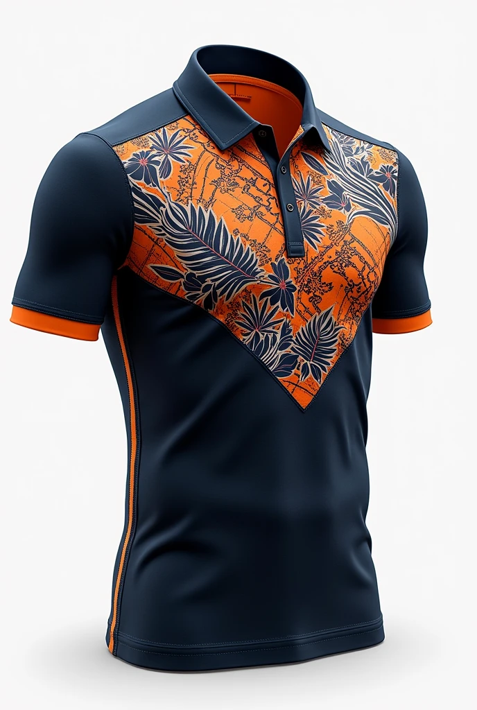 Design a simple but cool men&#39;s collared sports shirt with Thai style patterns. Design all sides of the shirt.
