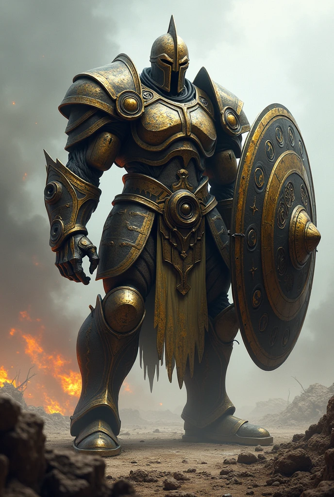 Spartan juggernaut warforged with a shield