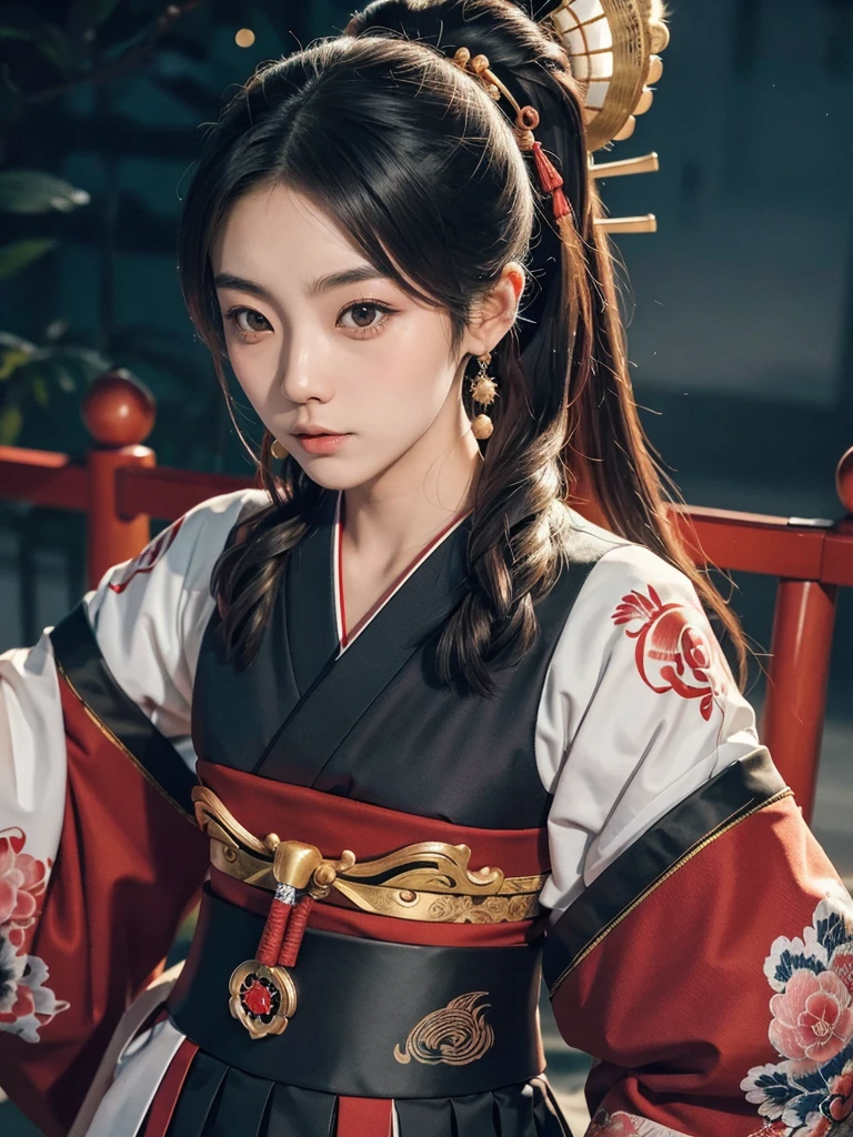Japanese Instrument Band, violin, Shamisen, Shakuhachi, Big taiko drum, Japanese drum, Sho, men and women6people, Demon Mask, Tengu Face, Noh mask, Demon Cosplay, Karasutengu, asianbeauty, 8k, 4K, real, Realism, reality, Ultra HD, Asian, beautiful girl, High Quality, Highvision, Hyperdetail, Tattoos on the face, Japanese Tattoo, Japanesetattoo, the highest, image quality, the high-definition, beautiful face, beautiful eyes, impressionism, 8k, 4K, High Quality, Highvision, Hyperdetail, Shrine grounds, Moonlit Night, cool images