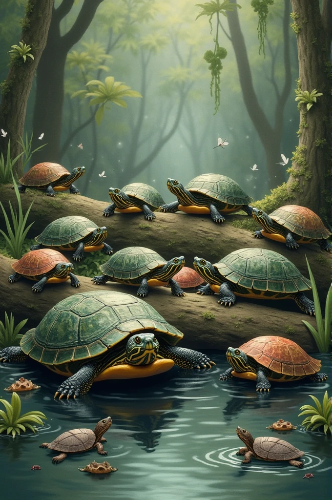 Turtles gather together