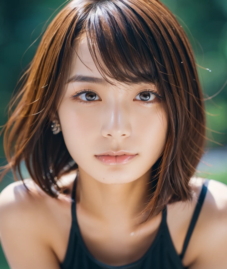 a 17 year old japanese girl, short hair, side bangs, topless, mini skirt, thigh high socks, looking over shoulder, full body, detailed facial features, beautiful detailed eyes, beautiful detailed lips, extremely detailed face and eyes, long eyelashes, photorealistic, 8k, high quality, masterpiece, cinematic lighting, vibrant colors, intricate details, elegant composition, portrait