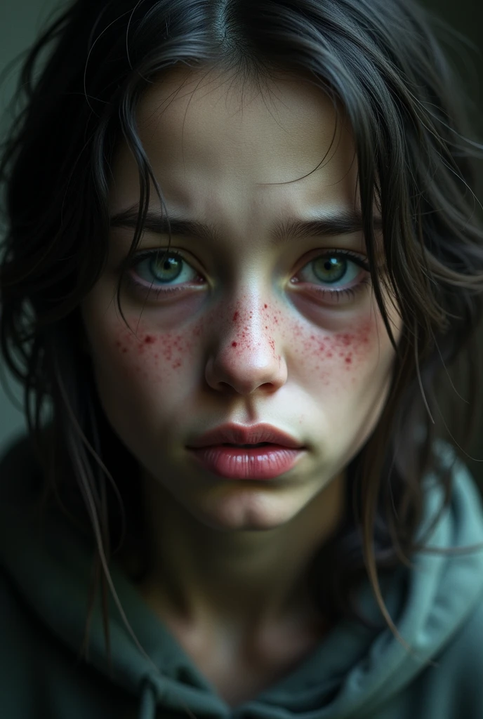 whole face of a vulnerable person
