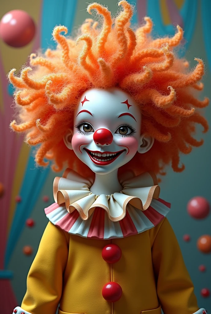 Clown with fluffy bacon hair

