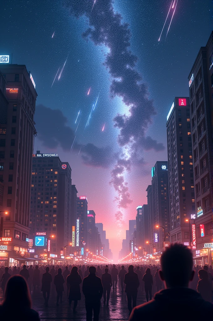 Meteor shower in the city center
