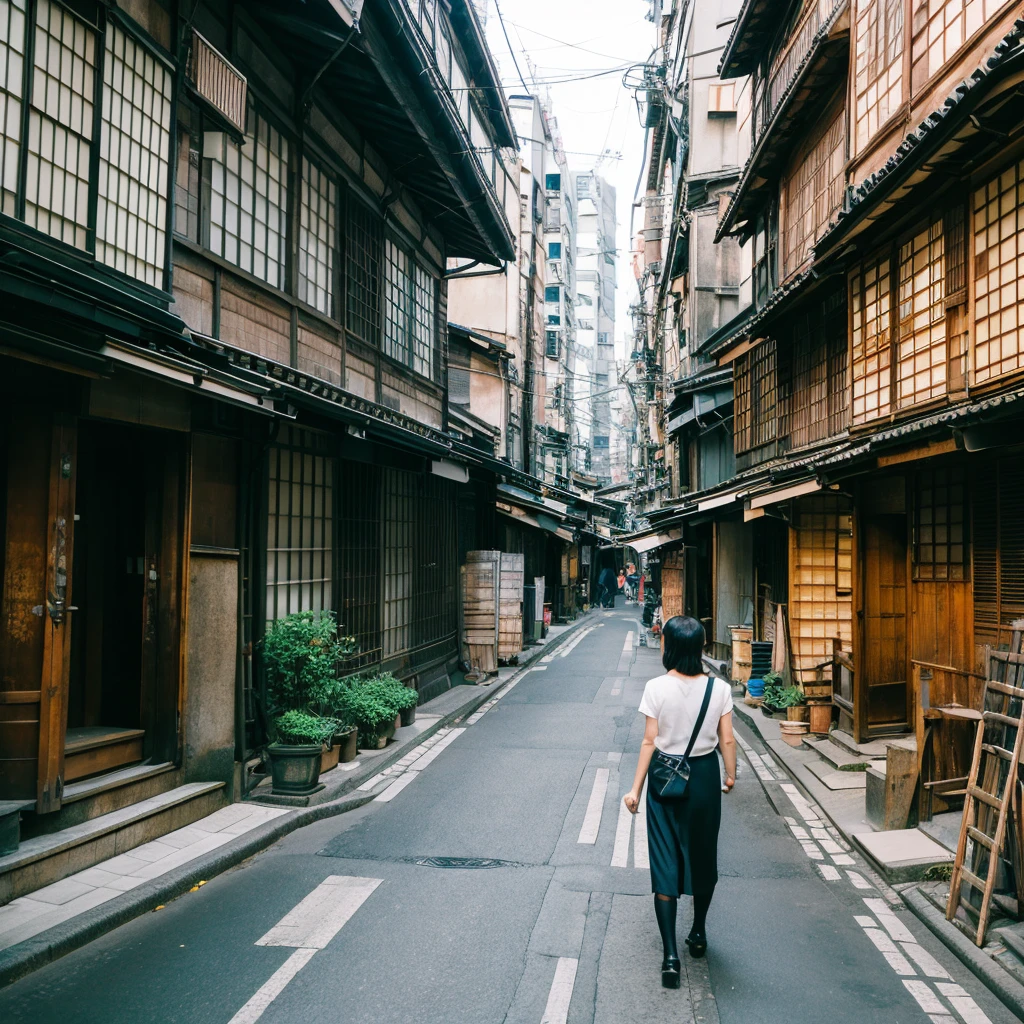 Surrounded by old multi-tenant buildings in Tokyo