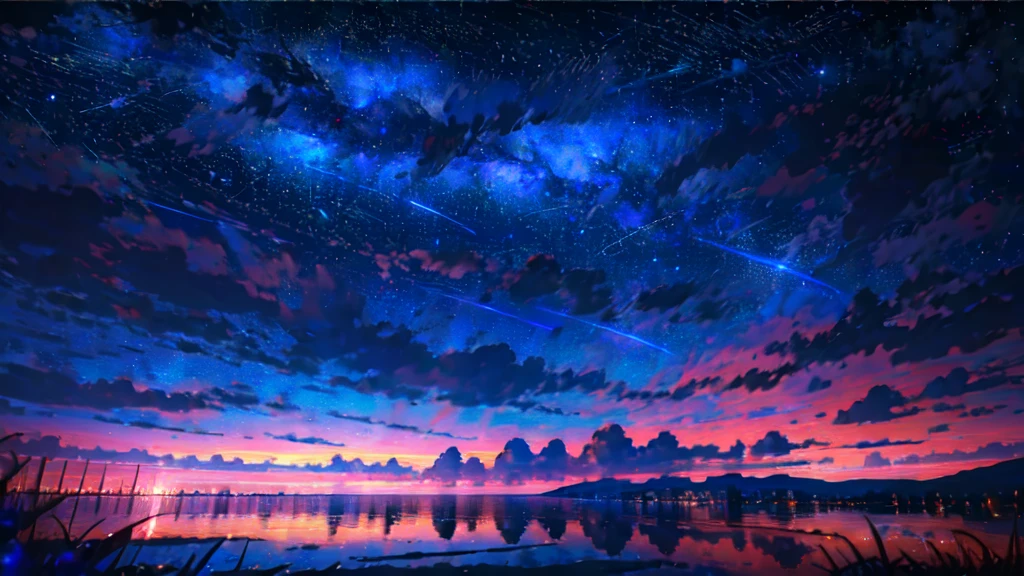 masterpiece, best quality, night sky, cloud, bright colors, milky way,