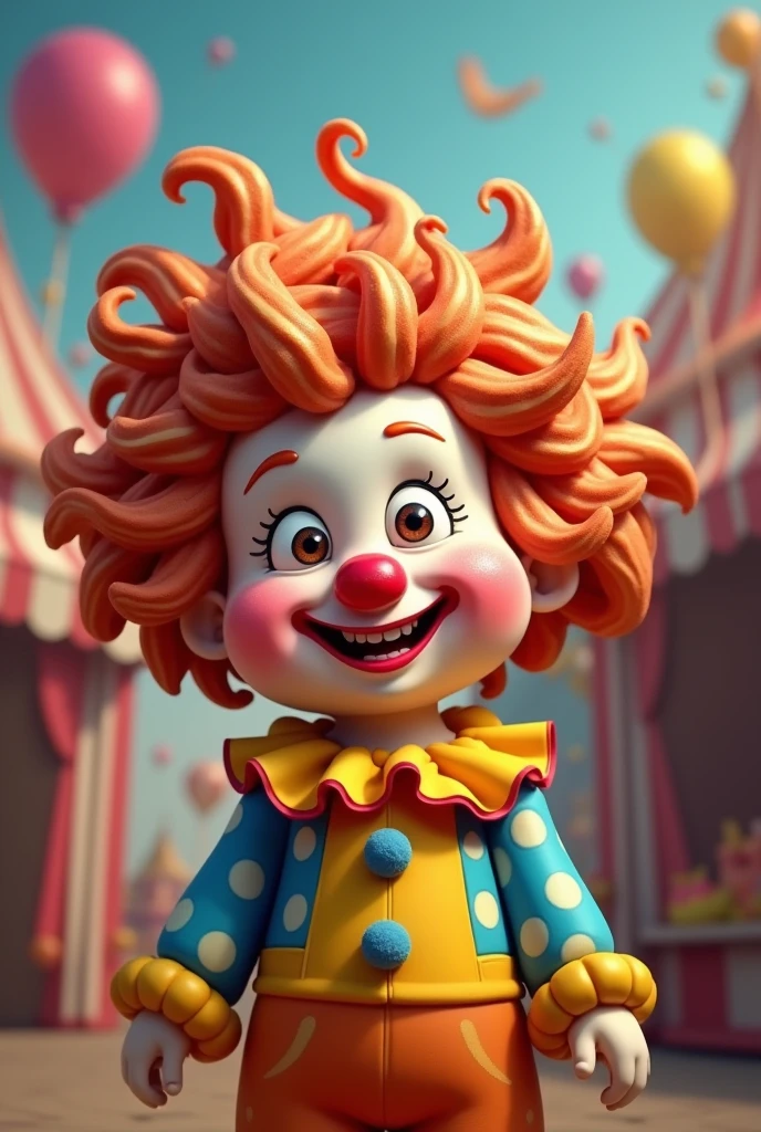 Cute clown with bacon food hair

