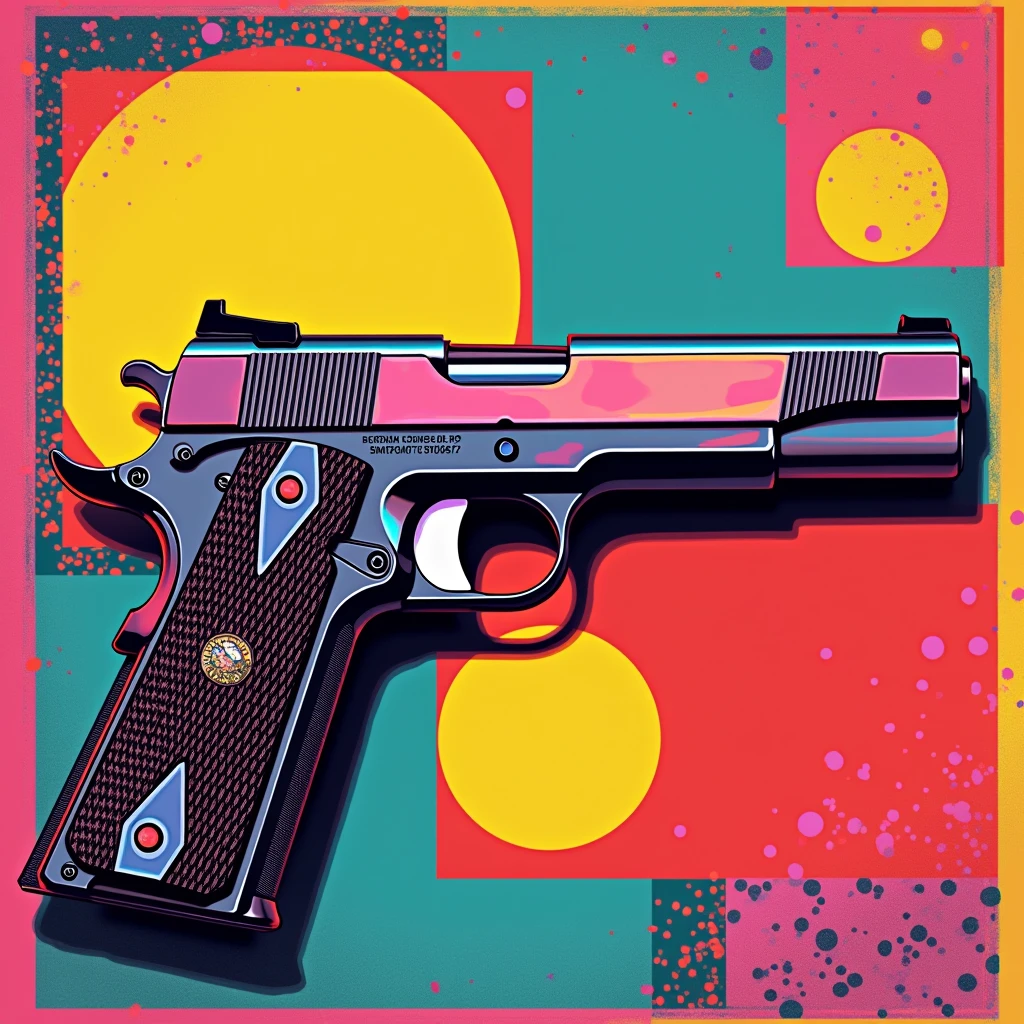 weapon Pistol Colt M1911. PopArt style