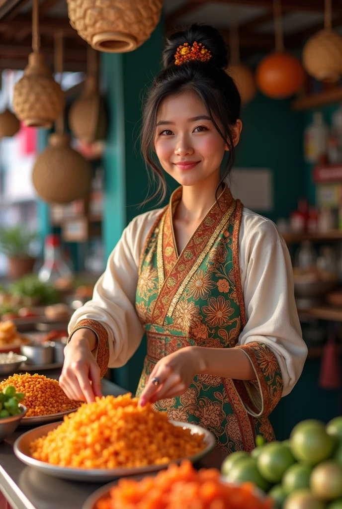 A Thai papaya salad vendor who is half England