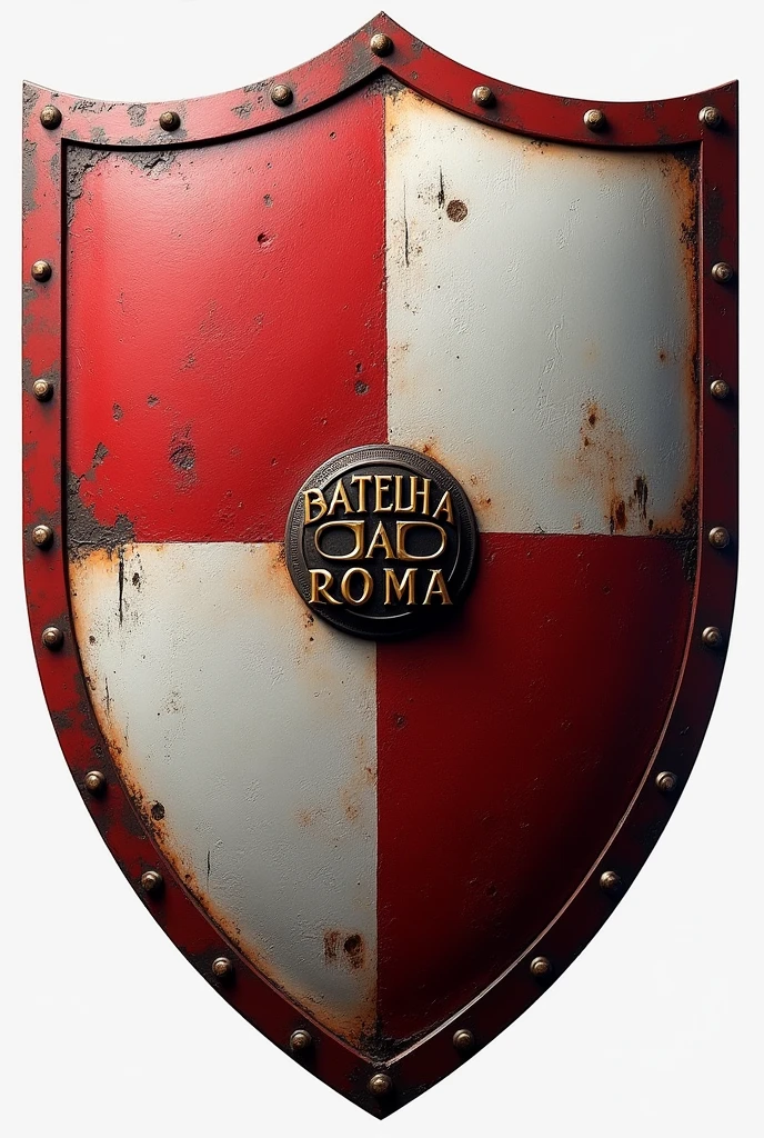 COR BRANCA E VERMELHO
NO CENTRO UM ESCUDO🛡️
COM NOME BATALHA DA ROMA