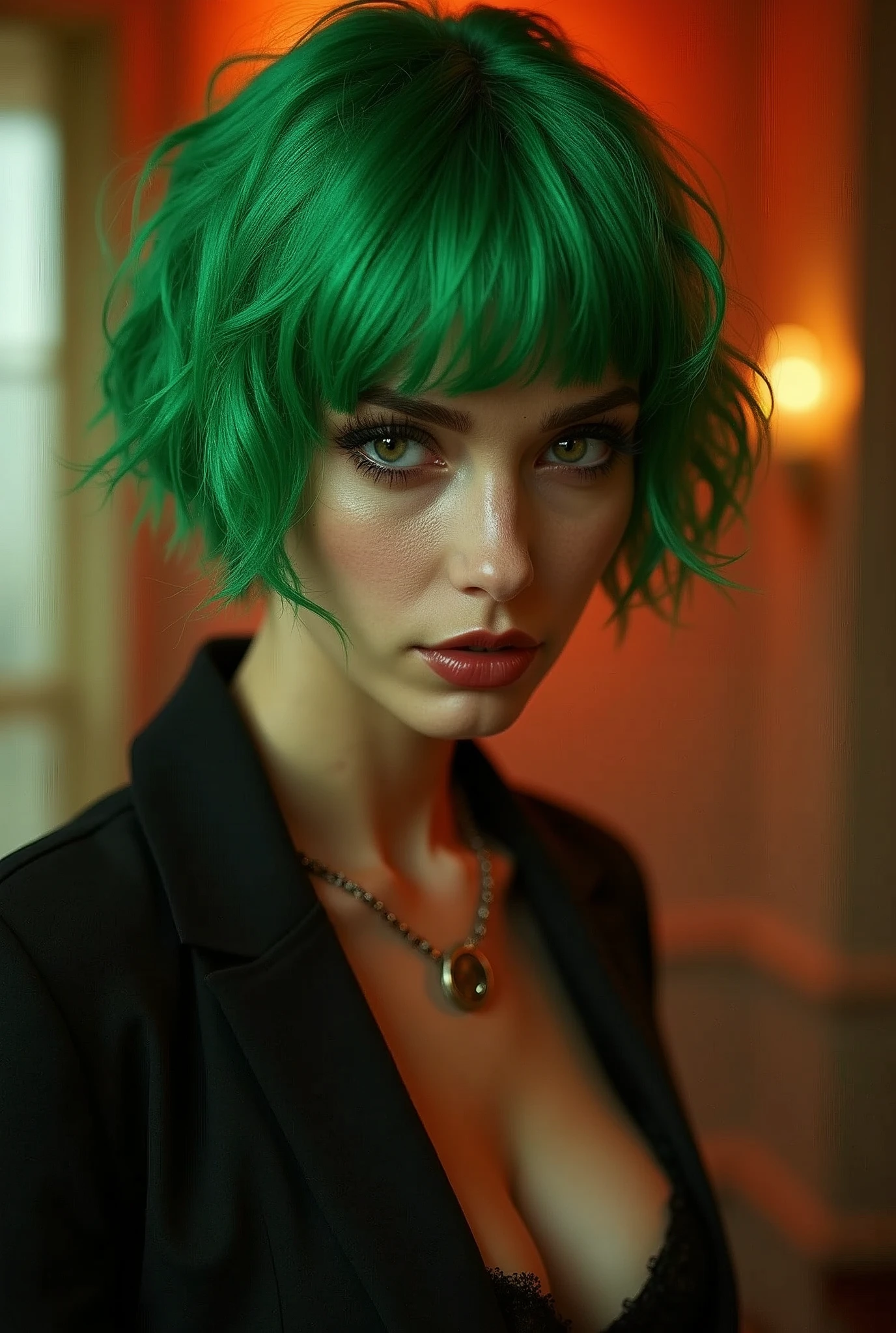 O Poder do Sex Appeal, short green hair,  evil heat