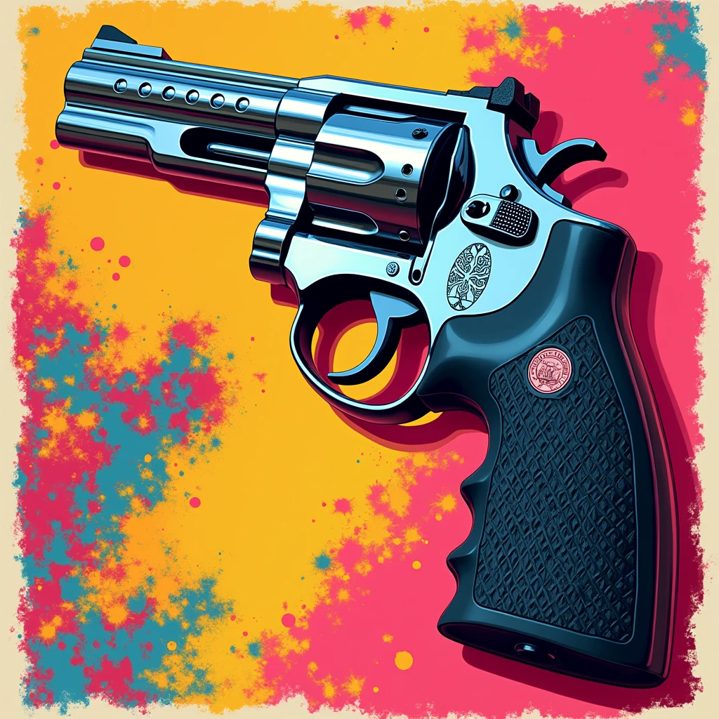 weapon Revolver Smith Wesson 357 magnum. PopArt style