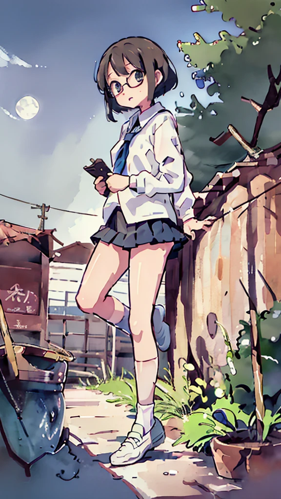 metropolis、water、Midnight、Moon、Blue light、sky、sea、Nsfw、masterpiece, high quality, 4K, HDR,, Stable Diffusion prompt:  schoolgirl with short、brown hair and red-framed glasses, wearing a white blouse and navy skirt, white panties visible, navy socks and brown loafers, in a state of arousal and trembling with sexual climax,simple illustration style, In a nichijou (everyday life) Setting Image generation AI model used: Stable Diffusion (eleet- model)

id: i2