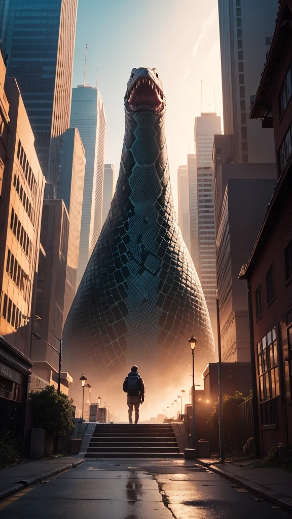 giant snake, destroying the entire city