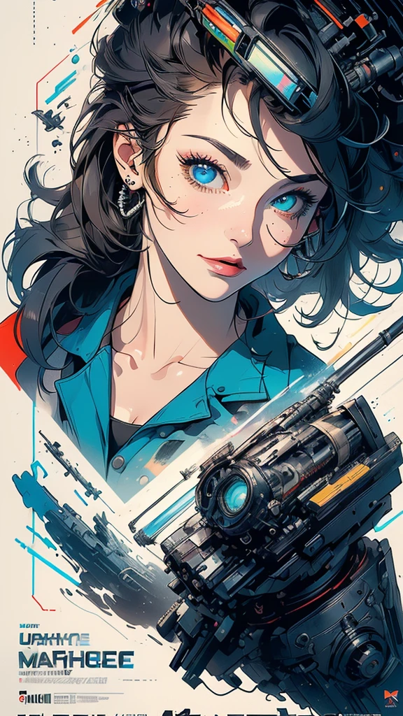 (((masterpiece, highest quality))),(((solo:1.2))),(((1girl:1.2))),32k wallpaper, very detailed, poster, vintage science fiction,(((((geometric cinematic movie poster))))), (bauhaus), shape,(((abstract))),(mid century modern),movie poster,(((((portfolio))))),(((((Close-up))))),(((((bust up))))),((((more various angle)))),(((highlight))),Vast landscape,((((heterochromia)))),(((complete. detailed face))),(((Extremely talented))),(((((most complecated machine))))),Colorful color scheme,(Cleavage),(((((unlimited mechanic Workaholic)))))