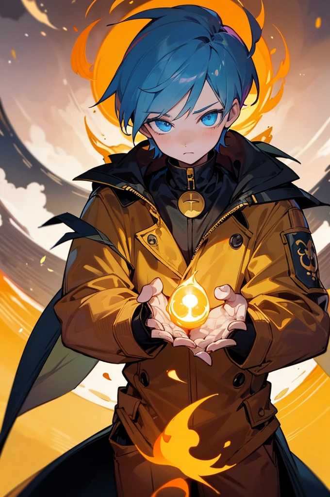 Without it, Undertale, One boy, fire, goldern Without it, Burning eyes, gaster blaster, Shine, ((Shine eye)), blue eyes, Put your hands in your pockets, Food, Fooded Jacket, Foodie, Jacket, View your viewers, Men's Center, Shorts, skeleton, skull, slipper, smile, cigarette, alone, fire花,