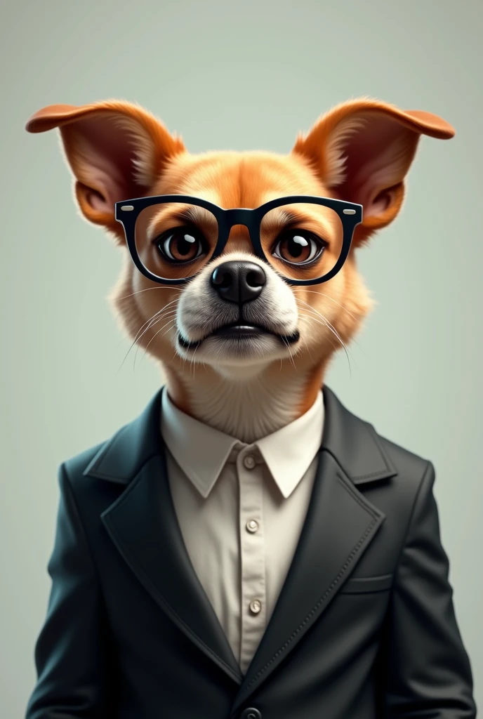 Angry face dag wearing spectacles with black blazer confused