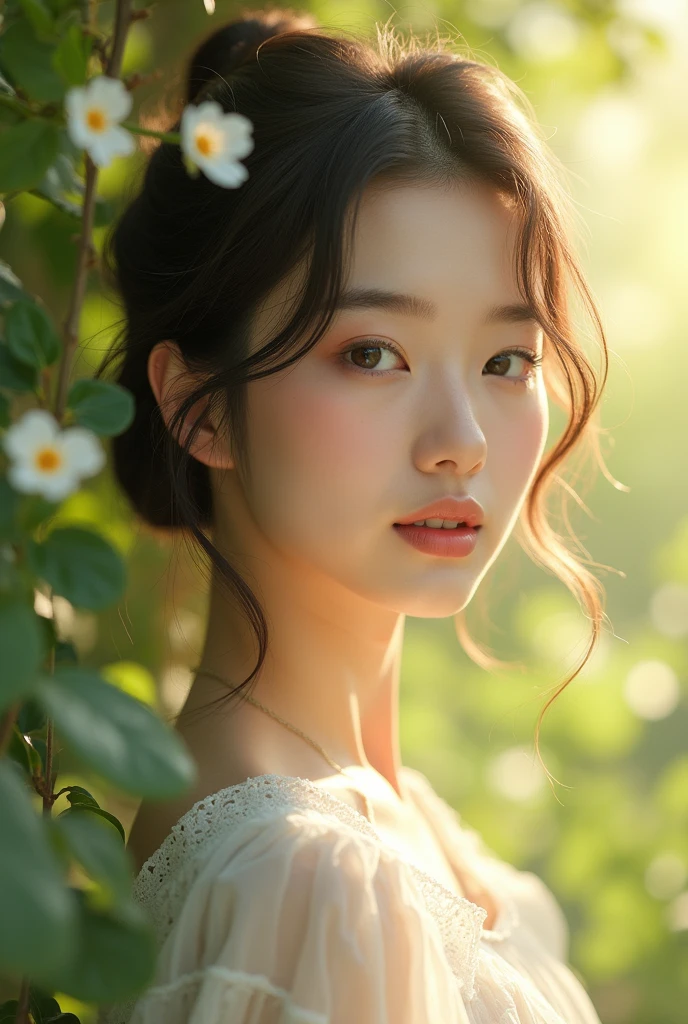 Korean girl with summer concept and has a mature face