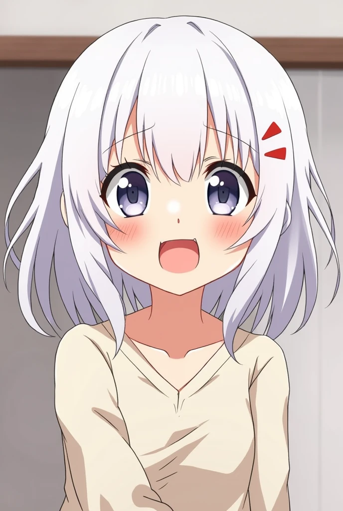 Girl, white hair, small breasts, loli, panchira, breast flash, anime