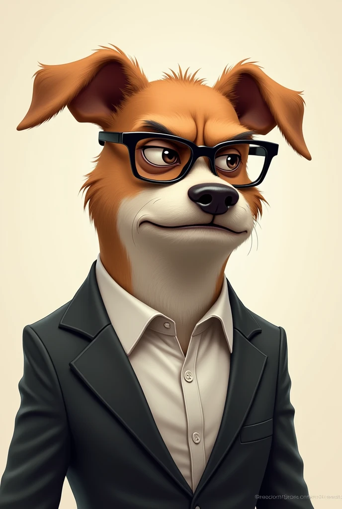 Angry face dag wearing spectacles with black blazer thinking 🤔 confused at the same time