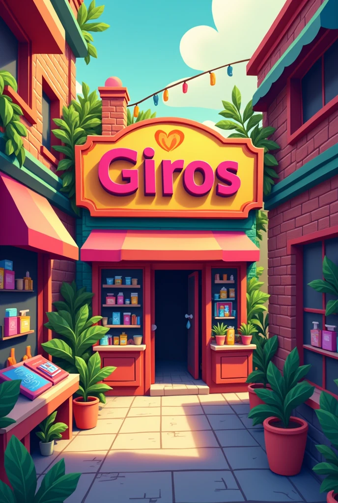 I need a nice logo with bright colors to sell bazaar items, bookstore and toy store under the name of Giros
