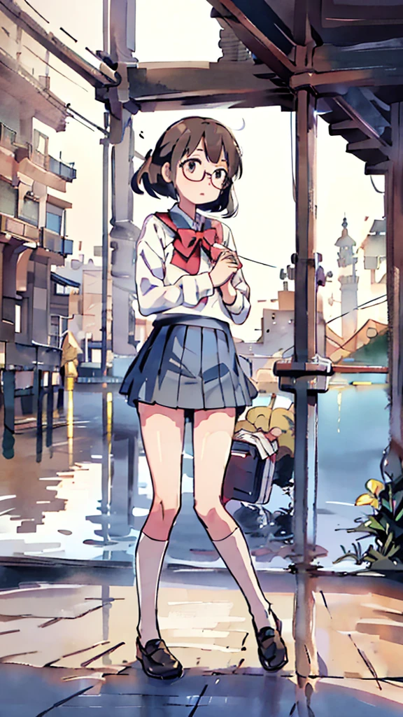 metropolis、water、Midnight、Moon、Blue light、sky、sea、Nsfw、masterpiece, high quality, 4K, HDR,, Stable Diffusion prompt:  schoolgirl with short、brown hair and red-framed glasses, wearing a white blouse and navy skirt, white panties visible, navy socks and brown loafers, in a state of arousal and trembling with sexual climax,simple illustration style, In a nichijou (everyday life) Setting Image generation AI model used: Stable Diffusion (eleet- model)

id: i2