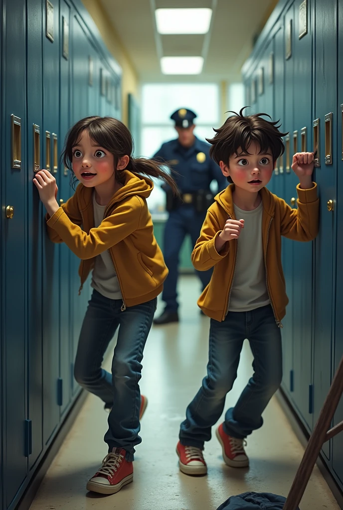 Do chor ek ladka ek ladki Jim ke locker mein chori kar rahe aur inhen police ne pakad liya