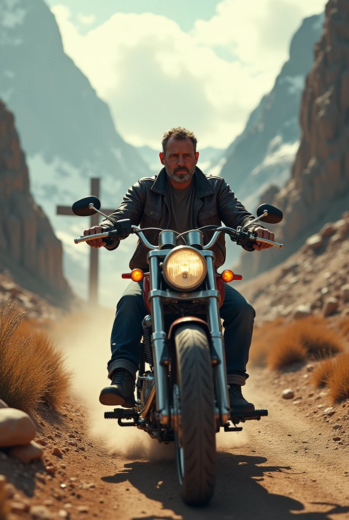 biker, motorcycle and cross